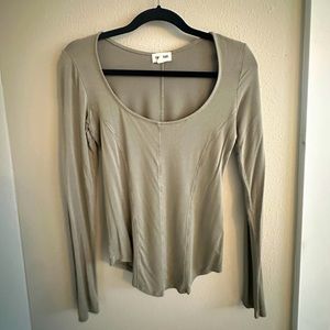Open Edit Two Pack Scoop Neck Long Sleeve Shirts.